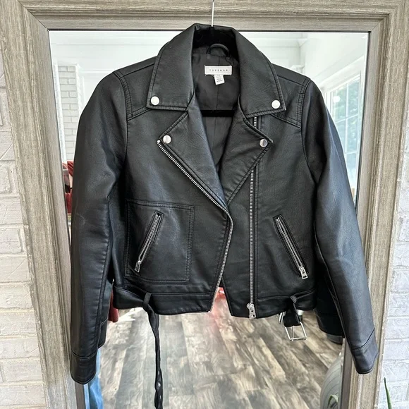 TOPSHOP FAUX LEATHER MOTO JACKET - Picture 1 of 3